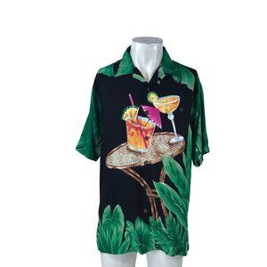 TORI RICHARDS - MENS MEDIUM -MULTICOLOR SHORT SLEEVE BUTTON HAWAIIAN DRINK SHIRT